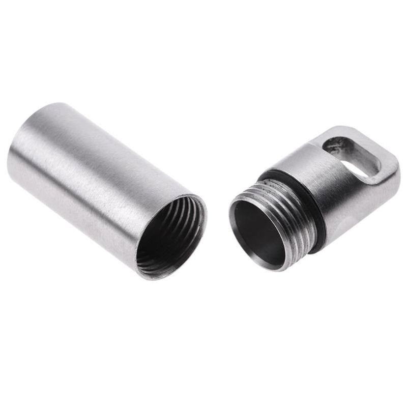 Mini Stainless Steel Sealed Capsule Waterproof Pill Box Camping Firstaid Pendant Travel Outdoor Portable Pill Case Organizer