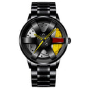 Fashion Car Wheel Rim Hub Watch For Men Sport Quartz Wristwatch Luxury Stainless Steel &amp; Leather Belt Watches Dropshipping