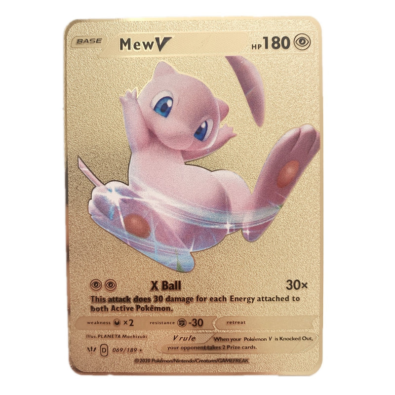 Newest Pokemon Vmax V GX EX Shiny Gold Metal Card PV French Game Tag Team Fighting Ordering Series Child Christmas Gift