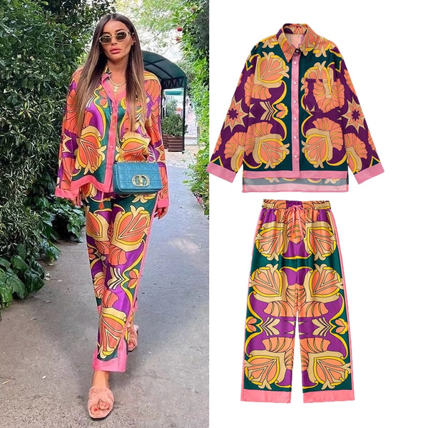 New Fashion Print Elegant Women&#39;s Suit 2022 New Elastic Waist Straight 2 Piece set Suit Casual Chic Youth Vacation Fashion Suit