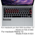 Russian silicone Keyboard Cover Protector for Macbook air13/12 /15/16pro touchbar A1706/A1466A1708/A1990/A1398/A2289/A1932/A2141