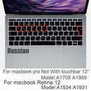 Russian silicone Keyboard Cover Protector for Macbook air13/12 /15/16pro touchbar A1706/A1466A1708/A1990/A1398/A2289/A1932/A2141