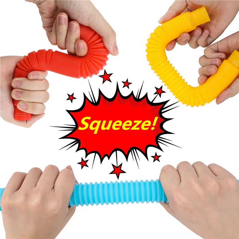 8Pcs Tubes Sensory Toy Fidget Stress Relieve Squeeze Toys Strbess Relief Educational Antistress Fidget Toys for Children Gifts