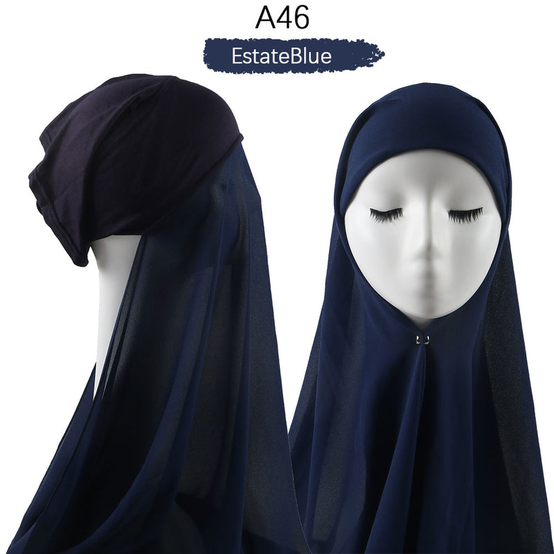 Women Muslim Instant Chiffon Hijab With Cap Underscarf Bonnet HIjabs  Scarf Islam Headscarf Headwrap Turbante