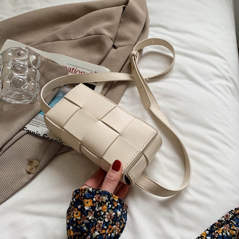 Pu Leather Woven Small Waist Bags For Women Luxury Brand Shoulder Bag New Trend Women Hand Bag 2022 Messenger bag Female Purses