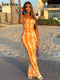 Hawthaw Women Summer Party Sleeveless Slim Printed Bodycon Beach Long Dress 2021 Female Clothing Streetwear Wholesale Items