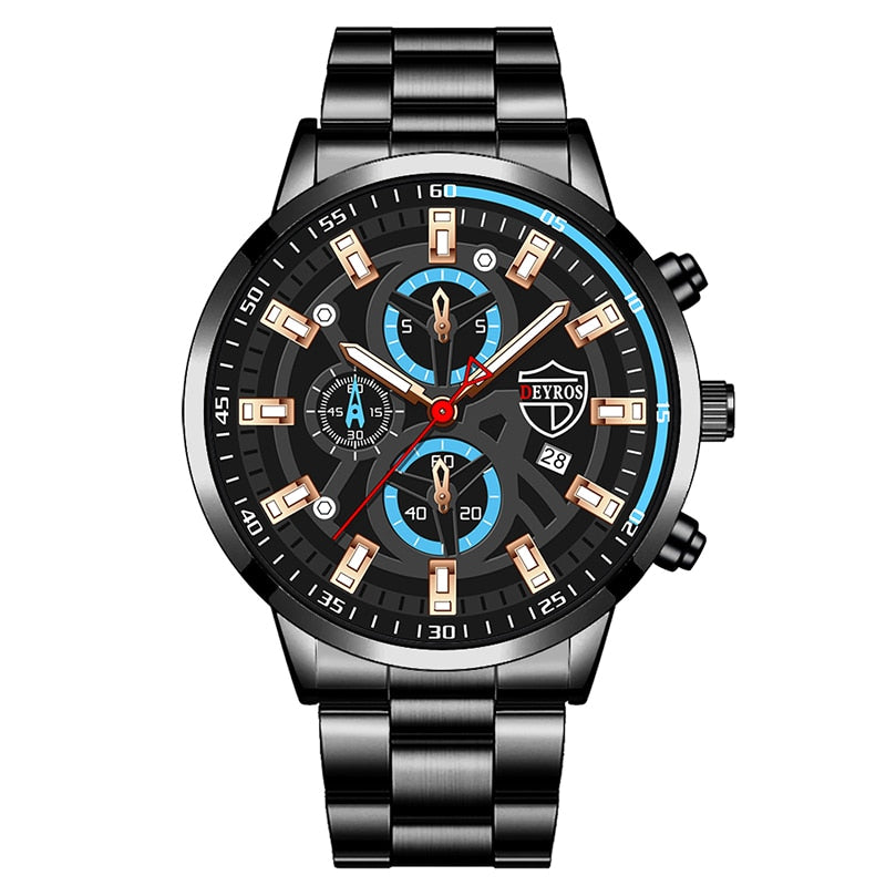 Fashion Mens Sports Watches Luxury Men Business Stainless Steel Quartz Wristwatch Man Casual Leather Watch relogio masculino