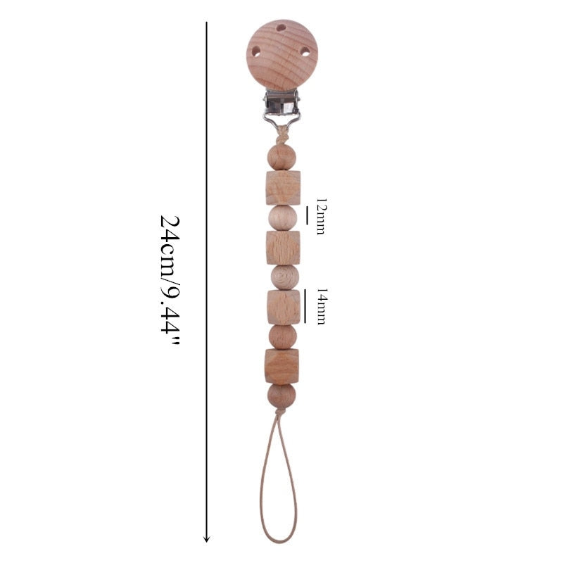 1pc Crochet Bunny Baby Pacifier Clip Chain BPA Free Wooden Beads Appease Soother Chain Clips Newborn Dummy Holder Nipple Clip
