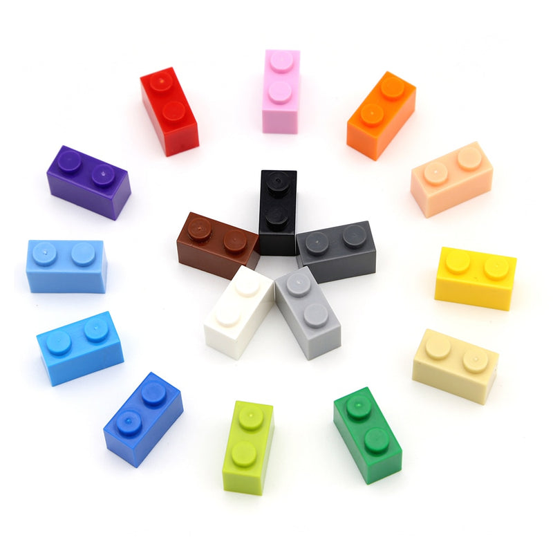 100pcs DIY Building Blocks Thick Figures Bricks 1x2Dots Educational Creative Size Compatible With 3004 Plastic Toys for Children