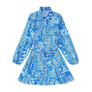 2022 Fashion Women Pleated Dress Party Drawstring Dresses Long Sleeve Female Street Outfit Floral Printed Elegant Casual Summer
