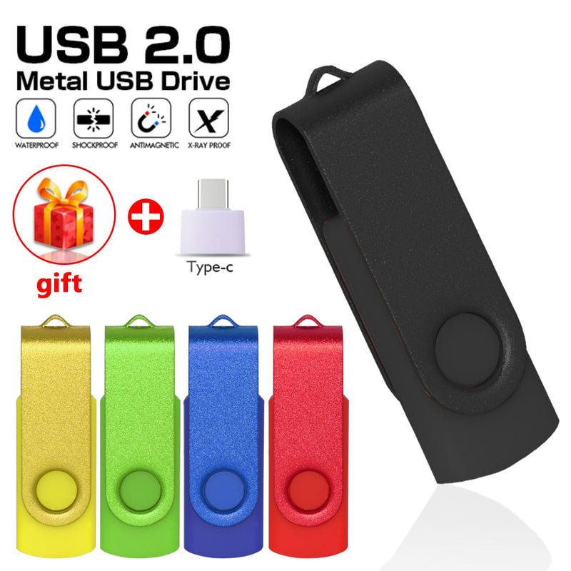 USB Flash Drive  64GB 32GB 16GB 8GB 4GB USB 2.0 Flash Memory Card U Stick customize logo free adapter Gifts pen drive Cle usb