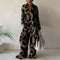 Summer Fashion Printed Loose Long Sleeves Shirts Straight Pants Two Piece Suits New Streetwear Women&