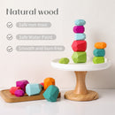 Wooden Rainbow Stones Building Blocks Colorful Wood Toy Block Stacker Balancing Games Montessori Educational Toys for Children