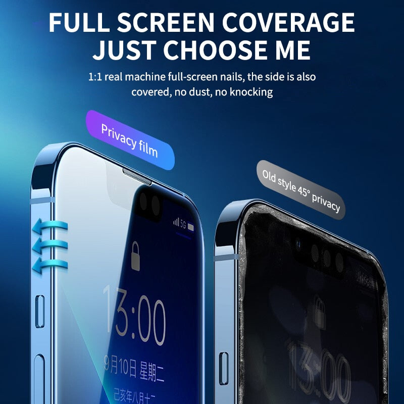 2PCS Privacy Protective Glass For iPhone 11 12 13 Pro Max XR Anti Spy Tempered Glass For iPhone 14 Pro Max Screen Protector Film