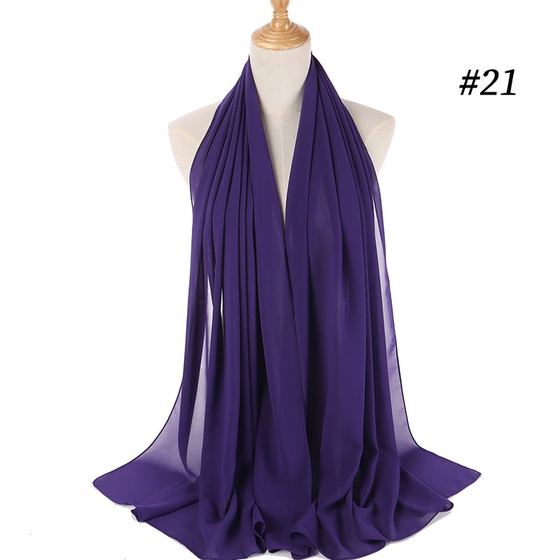 Hijab Scarf 72*175cm Plain Chiffon Scarves For Women Muslim Fasion Islam Clothing Headscarves Shawl For Ladies Headwrap Ramadan