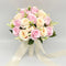 Holding Flowers Artificial Natural Rose Wedding Bouquet with Silk Satin Ribbon Pink White Champagne Bridesmaid Bridal Party