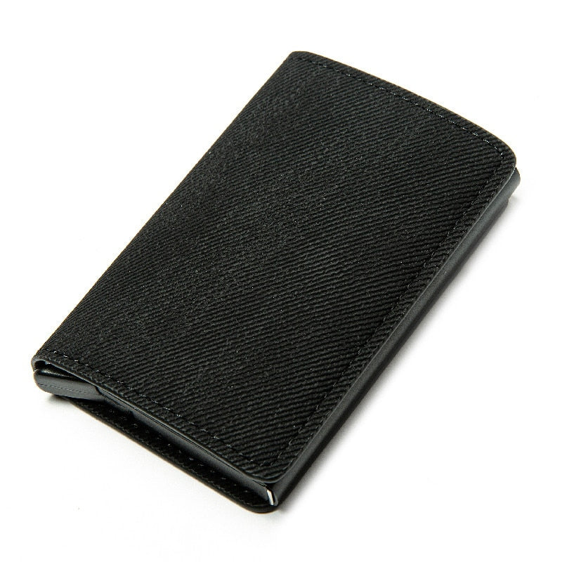 Custom Name Business Bank Credit Card Holder Men Wallet Coin Leather Wallet RFID Aluminium Box CardHolder with Money Clips Purse