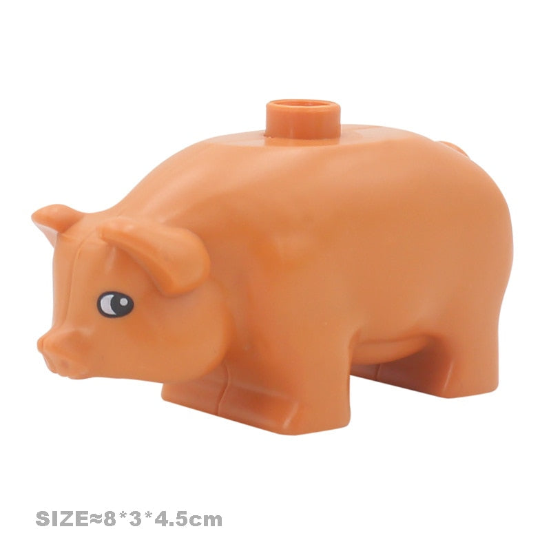 Big Size Building Blocks Cat Dog Pig Rabbit Model Accessories Compatible Bricks Farm Animals Set Assemble Education Toys For Kid