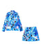 TFMLN 2022 Summer Women 2PCS Print Blouses+Skirts Set New Turn Down Collar Long Sleeve Tops High Waist Dress Girl Outfits