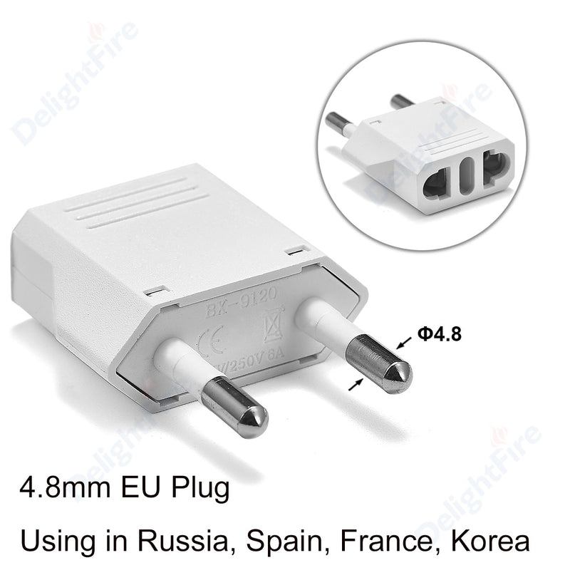 1-100pcs 4.0/4.8mm EU Plug Adapter EU US Israel To Euro KR BR Brazil Plug Converter American Travel Power Adapter Plug Socket