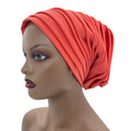 Candy Color Ladies Head Wraps Muslim Hijab Bonnets Fashion Headgear Trending Elastic Full Body Pleated Turban Cap for Women