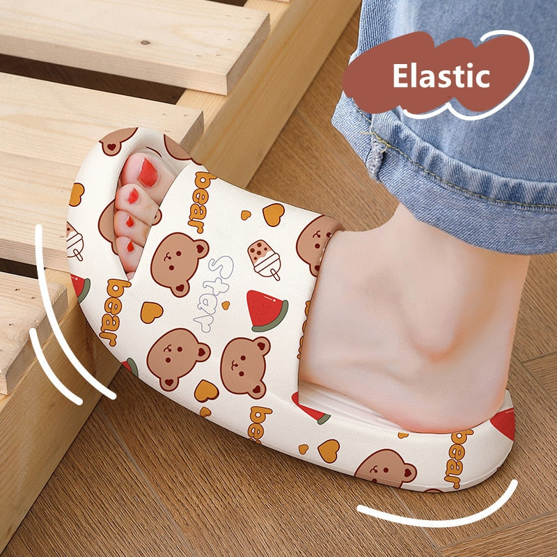 Graffiti Women Slippers Summer Slide Cartoon Shoes EVA Outdoor Women Slides Soft Thick Soled Non-slip Pool Indoor Home Slippers