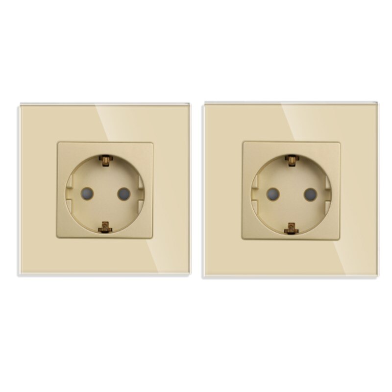 Bingoelec Power Socket,16A EU Standard Electrical Outlet 86mm*86mm White Crystal Glass Panel Wall Socket