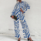 Summer Fashion Printed Loose Long Sleeves Shirts Straight Pants Two Piece Suits New Streetwear Women&