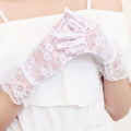 Women&#39;s Sexy Guantes Transparentes Dot Print Black White Mesh Tulle Gloves Female Club Prom Party Dancing Dress Glove