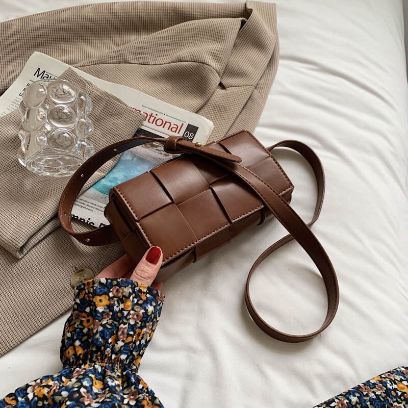 Pu Leather Woven Small Waist Bags For Women Luxury Brand Shoulder Bag New Trend Women Hand Bag 2022 Messenger bag Female Purses