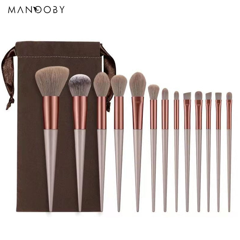 8/13Pcs Natural Makeup Brushes Soft Fluffy Hair Brushes Contour Eyeshadow Make Up Brushes Foundation Powder Beauty Tool Blending