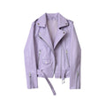New 2022 Spring Autumn Pu Faux Leather Jacket Women Purple Zipper Slim Short Biker Jackets Coat Female Outwear Veste Femme Tops