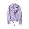 New 2022 Spring Autumn Pu Faux Leather Jacket Women Purple Zipper Slim Short Biker Jackets Coat Female Outwear Veste Femme Tops