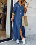 2022 New Long Shirt Dress Women Single Breasted Button Lapel Long Sleeve Dress Spring Summer Letter Print Oversized Robe Dresses