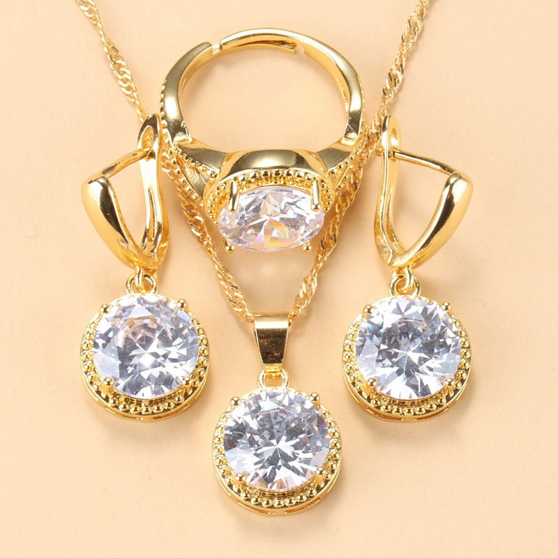 2022 Sell Well Wedding 925 Mark Jewelry Sets Black Zircon Dangle Earrings And Necklace Ring 3 Piece Set women Trendy Costume