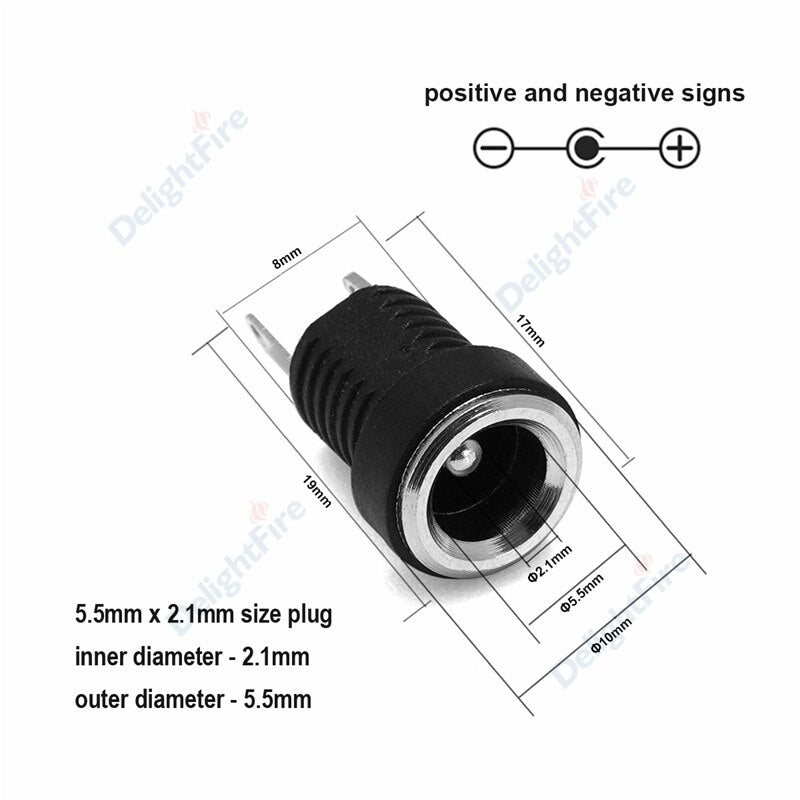 12V 3A 5.5mm 2.1mm Plug Socket DC Connectors DC Power Socket Male Female Jack Screw Nut Panel Mount DC Power Adapter Connector