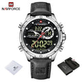 NAVIFORCE Luxury Gold Watches For Men Casual Sports Chronograph Alarm Quartz Wrist Watch Leather Waterproof Digital Clock 9163