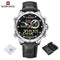 NAVIFORCE Luxury Gold Watches For Men Casual Sports Chronograph Alarm Quartz Wrist Watch Leather Waterproof Digital Clock 9163