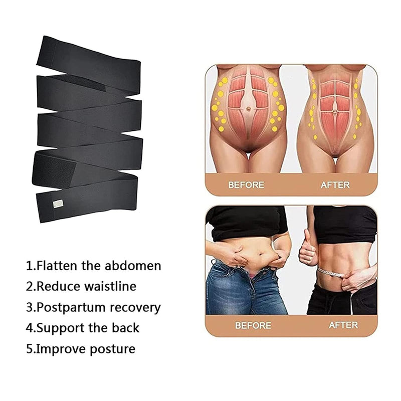 Waist Trainer for Women Invisible Wrap Waist Trainer Tummy Wrap  Waist Trimmer Belt Plus Size Black Adjustable Gym Workout Belt