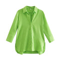 PB&amp;ZASpring 2022 Women&#39;s Versatile Long Sleeve Lapel Front Patch Pockets Side Slit Hem Buttoned Closure Linen Shirt