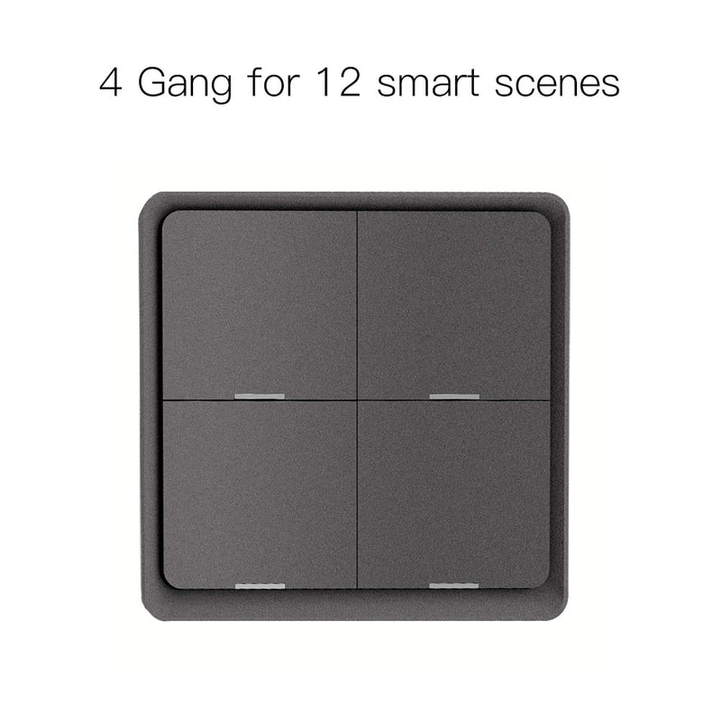 MOES 4 Gang Tuya ZigBee Wireless 12 Scene Switch Push Button Controller Battery Powered Automation Scenario for Tuya Devices
