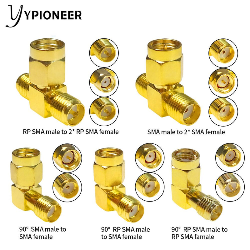 YPioneer C20073-92 1PC SMA To SMA Male Female Gold Plated RP SMA Male RP-SMA Female Connector RF Adapter Straight Bent L/T Type