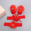 Infant Newborn Baby Girls 3Pcs/Set Slipper Socks Headband Gift Foot Socks Lace Crown Hair Band Accessories Photo Props Meias