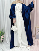 Ramadan Eid Fashion Puff Sleeve Muslim Abayas Robe Musulmane Abaya Elegant Silky Muslim Arab Worship Service Clothing Wy824