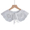 Royal Style Cotton Fake Collar Shawl Wrap Hollow Out Floral Lace Ruffled Trim Necklace Pointed Triangle Lapel Blouse