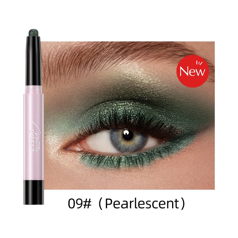 QIBEST Pearlescent Silkworm Eyeshadow Pen Lasting Waterproof Shiny Pigment Cosmetics Glitter Matte Nude Eye Shadow Pencil Makeup