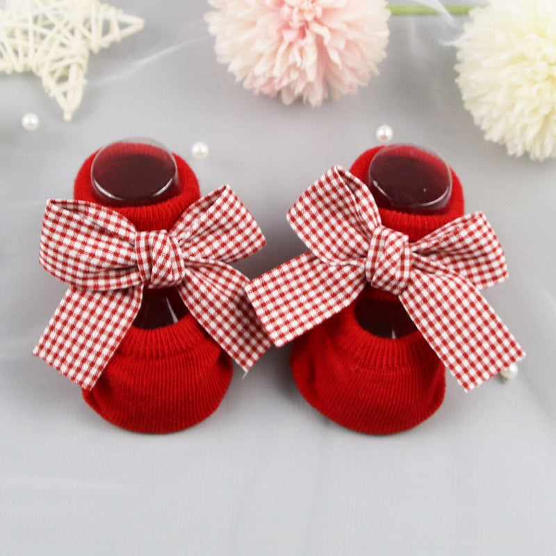 2022 Newborn Indoor Cotton Socks Bow Infant Anti Slip Socks Baby Girl Socks Rubber Soles Baby Boy Floor Socks Spring Autumn