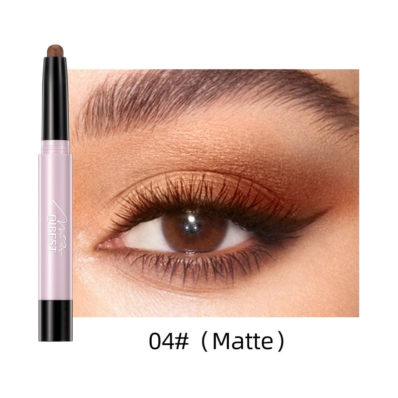 QIBEST Pearlescent Silkworm Eyeshadow Pen Lasting Waterproof Shiny Pigment Cosmetics Glitter Matte Nude Eye Shadow Pencil Makeup
