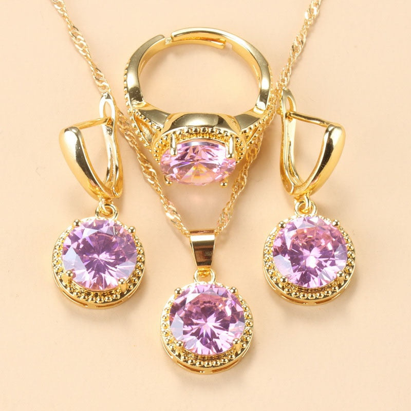 2022 Sell Well Wedding 925 Mark Jewelry Sets Black Zircon Dangle Earrings And Necklace Ring 3 Piece Set women Trendy Costume