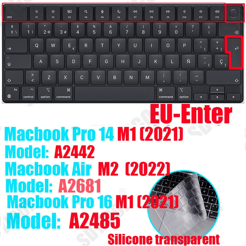 Keyboard cover for Apple Macbook pro13/16/15 Air13 inch All series Laptop silicone Case Clear Protector Skin A2442 A2337 EU/US